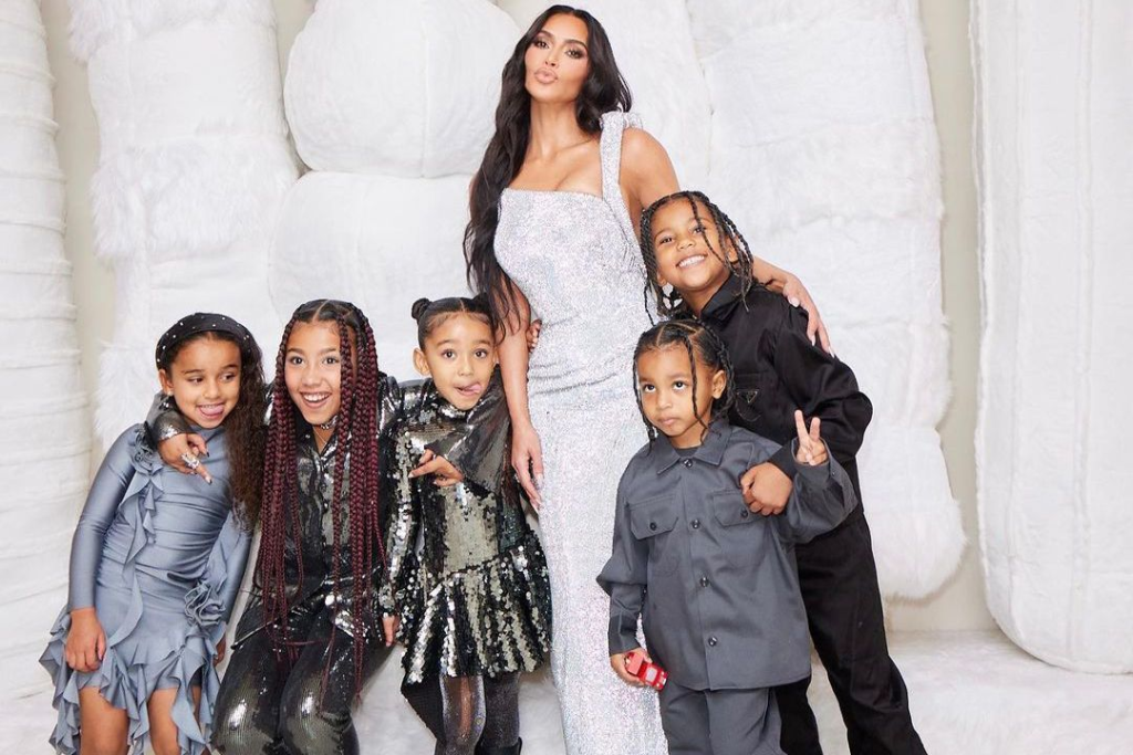 Kim with her kids
