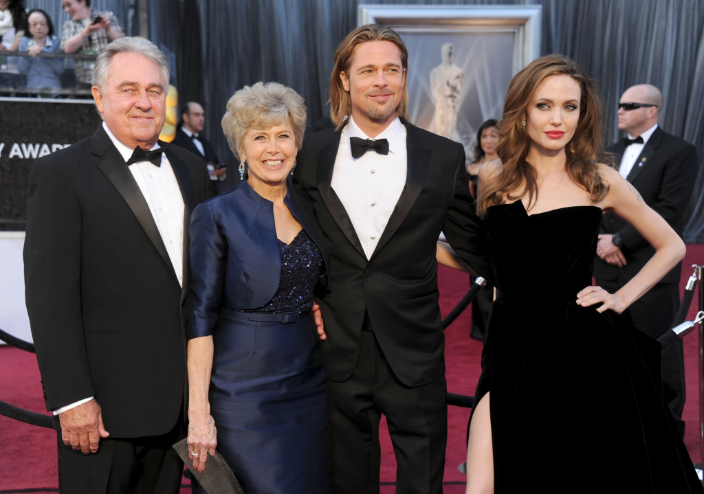 Brad Pitt with his parents and ex-wife Angelina Jolie